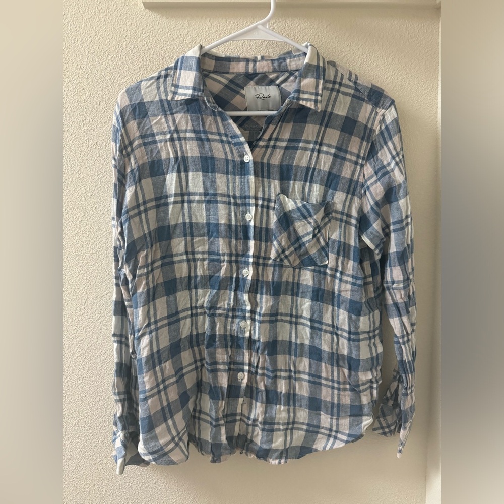 Rails blue white light pink button up shirt